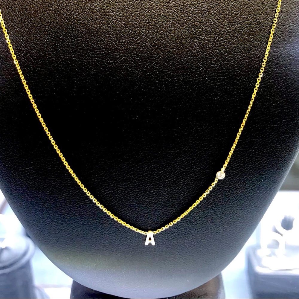 14kt Gold Initial “A” Necklace With Diamond💎